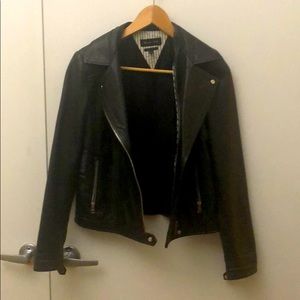 massimo dutti biker leather jacket